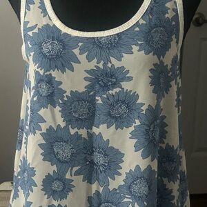 Blue and White Sleeveless Tank Top